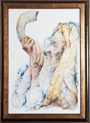 $1750 • Buy Seymour Rosenthal, Blowing The Shofar, Watercolor On Paper, Signed L.l.