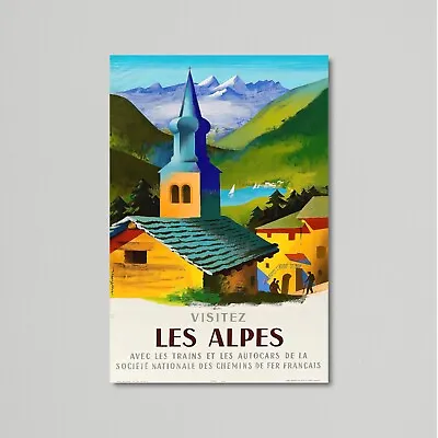 Vintage Travel Poster - Vist The Alps By Jacques Nathan Garamond 1955 • $59