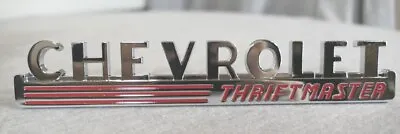 Vintage Chrome & Red Chevrolet Thriftmaster Truck Fender Decal Emblem Trim 9  • $39.99