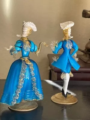 Vintage Pair Of Magnificent Murano Venetian Figurines Filigrano Latticino Glass • $480