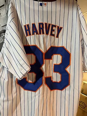 New York Mets Jersey Harvey Mens Size 50 Majestic Pinstripe • $19.99