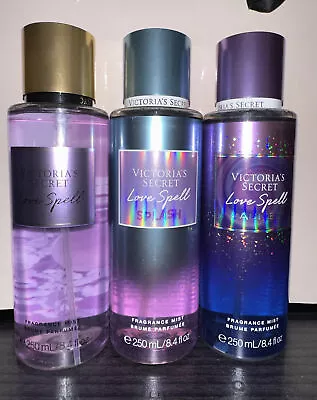 Victoria's Secret Lot Of 3 Love Spell  Fragrance Mist Body Spray 8.4oz/250ml • $38