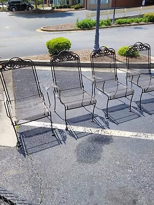 4 Vintage Wrought Iron Bronze Patio Chairs  • $399.99