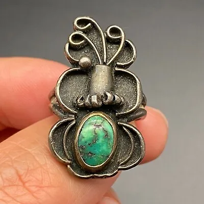 Vintage Navajo Turquoise Silver Ring Size 6.75 • $235