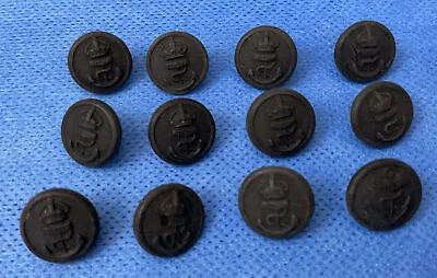 Vintage 12 X Black Bakelite 15mm Merchant Navy Anchor Military Uniform Buttons • £18