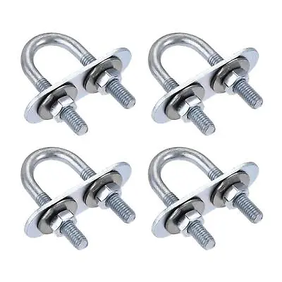 4 Sets M6 Round U-Bolts 23mm-70mm Inner Width Steel With Nut Plate Washer • £10.91