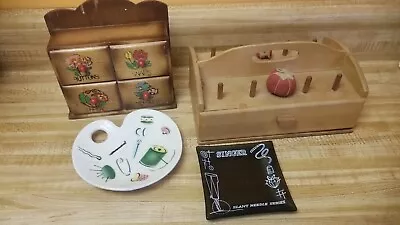 Vintage Lot Of Sewing Items-Ceramic Singer Smoke Glass Japan Organizer Box • $25