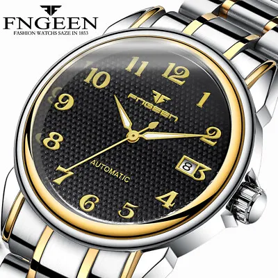 Fngeen Watch Men's Luminous Digital Steel Band Automatic Mechanical Wristwatch • $26.70