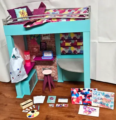 American Girl Gabriela's Loft Bed & Art Studio W/ Accessories - Retired • $310.50