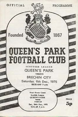 Queens Park V Brechin City Scottish League 6th December 1975 • £1.30