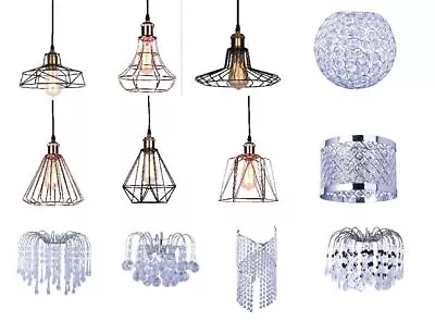 Ceiling Pendant Chandelier Vintage Light Lampshade Acrylic Crystal Droplet • £10.99