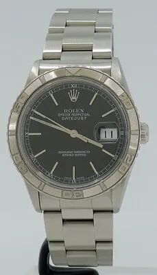 Rolex 16264 St/18k WG 36mm Black Dial Oyster Perpetual Datejust Turn-O-Graph • $9900