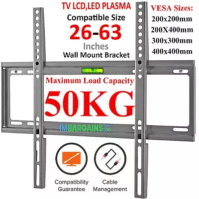 TV Wall Mount Bracket Fixed 26 32 40 42 46 50 52 55 60 63 INCH LCD TV LED Plasma • £6.99