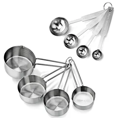 £10.70 • Buy 8Pcs Stainless Steel Measuring Cups And Spoons Set Stackable Tablespoons Too$d