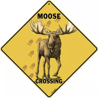 CROSSWALKS Moose Crossing Aluminum Yellow Caution Warning Sign 12  X 12  • $18.50