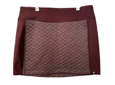 $35 • Buy EUC Smartwool Diamond Peak Quilted Skirt Size Medium Woodsmoke Heather Burgundy￼
