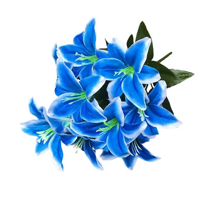10Heads Artificial Stargazer Large Bouquet Quality Faux Silk Lily Flowers Decor • £4.44