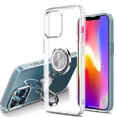 $14.25 • Buy Magnet Phone Case With Ring Holder For IPhone 13 12 11 Pro Max Mini TPU Metal