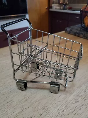 Miniature Mini Wire Shopping Cart Chrome Metal Basket Display 6 1/2  • $24