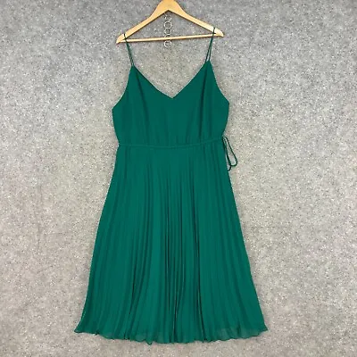 $34.95 • Buy NEW Asos Womens Dress Size 18 Green A-Line Midi Sleeveless Pleated 12010