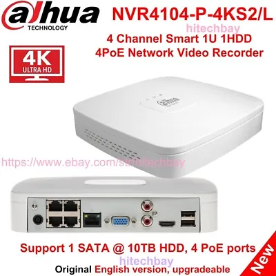 Dahua NVR4104-P-4KS2/L 4CH 4PoE 1SATA 8MP Smart H.265+ Network Video Recorder • $139.98