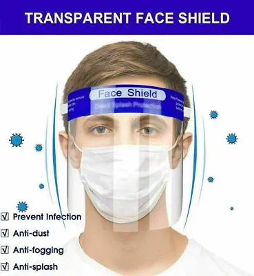 Full Face Shield Visor PPE Safety Reusable Transparent Clear Plastic Mask UK P&P • £1.95