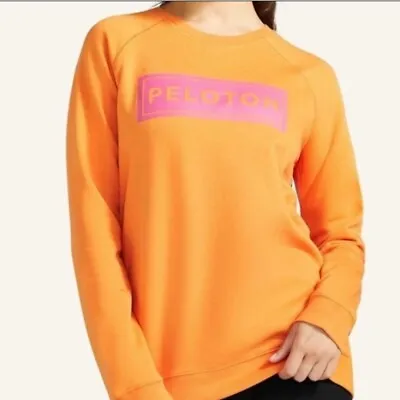$58 • Buy New Peloton Womens Medium Orange Pink Classic Crew Neck Sweater Sweatshirt Nwt