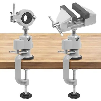 2in1 Table Vise Bench Clamp Swivel Fixed Shelf For Electric Drill Grinder Holder • £13