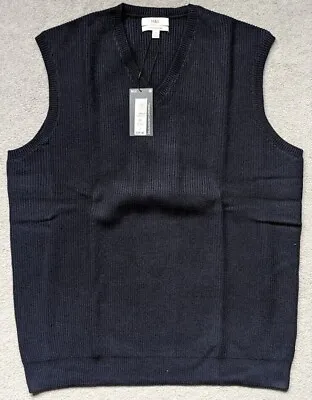 BNWT New Marks & Spencer Men's 2XL Black Ribbed Golf V-neck Sweater Vest Jumper • £28.99