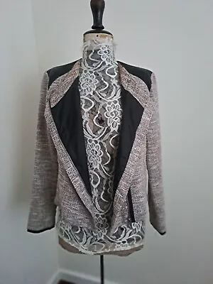 Viktoria & Woods  Textured Fabric Jacket With Leather Trim Size 1 Aus 8 • $45