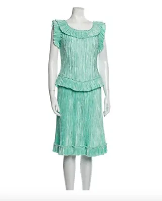 Elegant Mary Mcfadden Couture Dress. Gorgeous Aqua Color. Scoop Neck. Pleated • $175
