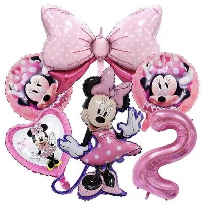 Minnie Mouse 2nd Birthday Girls Pink Balloon Set Party Decorations Age 2 Kids • £8.99