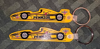 Vintage NOS PENNZOIL Oil Motor Key Chain Ring Formula One Race Car Yellow Lot =2 • $6.99