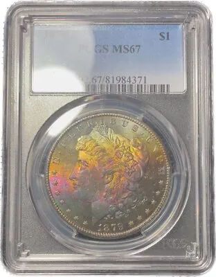 1879 S $1 Morgan Silver Dollar PCGS MS67 Rainbow Toned - OBV Looks Semi PL • $3375