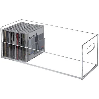 Clear Acrylic Stackable CD Holder Rack Media Storage Organizer W/ Cutout Handle • $39.99