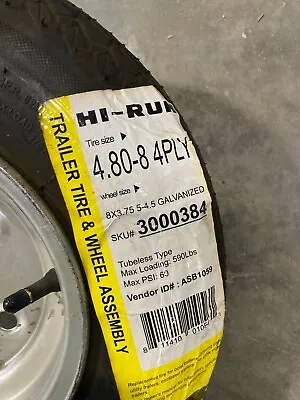 1 New Tire Wheel Rim Trailer Assembly 4.80 8 Hi Run 4ply 5 Bolt 8x3.75 Old Stock • $45