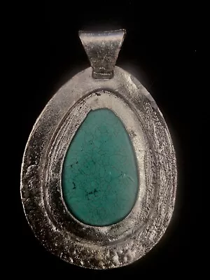 Vintage Large Native American Chimney Butte Turquoise Pendant • $350
