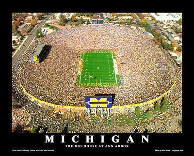 Michigan Wolverines Stadium THE BIG HOUSE ANN ARBOR Aerial 22x28 POSTER Print • $26.99