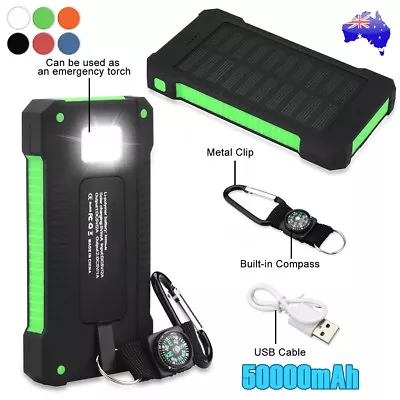 $20.99 • Buy 50000mAh Portable Solar Panel Dual USB External Battery Power Bank Pack Charger