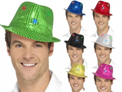 Light Up Trilby Hat Showtime Musical LED Sequin Hats Mens Ladies • £5.99