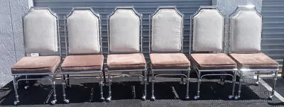 $800 • Buy Vintage Mid Century Set Of 6 Faux Bamboo Chrome Dining Chairs On Wheels