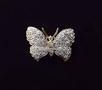 Unique Vintage Butterfly Brooch/Pin - Gold & Silver Tone W/ Sparkling Crystals • $14
