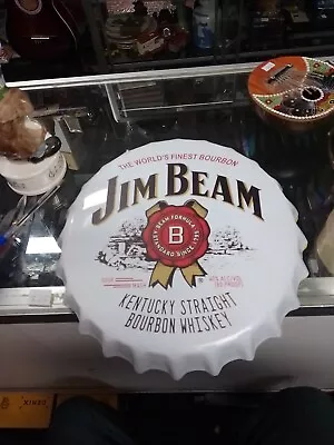 Jim Beam 35 Cm Bottle Top  Tin Metal Sign MAN CAVE Brand New • $24