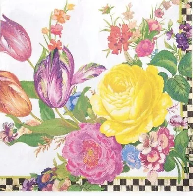 Brand New MacKenzie-Childs Flower Market Paper Dinner Napkin - White Pkg. Of 20 • $25