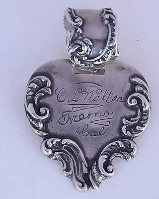T. FOREE HUNSICKOR Texas Designer Tag ID Heart Sterling Silver Large Pendant • $275