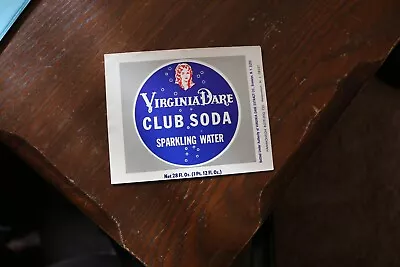 Vintage Virginia Dare Club Soda Sparkling Water Label • $6.50