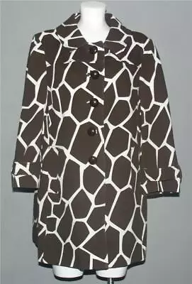 VTG INC Giraffe Animal Print Loose Fit Lined Stretchy Above Knee Coat Wm's XL • $39.99