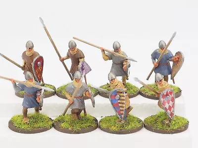 28mm Dark Ages Norman Warriors X 8. Painted. Blue 390 • £28