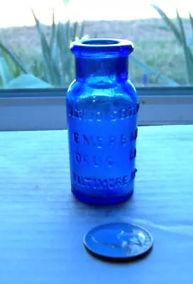 Vintage Nice Blue Medicine Bottles Embossed  Bromo -seltzer Emerson Drug Co • $5.99