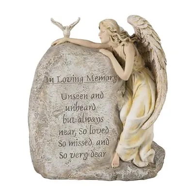 $23.18 • Buy In Loving Memory Angel Garden Stone, Resin Memorial Statue 8 ½” Wide X 11” High 